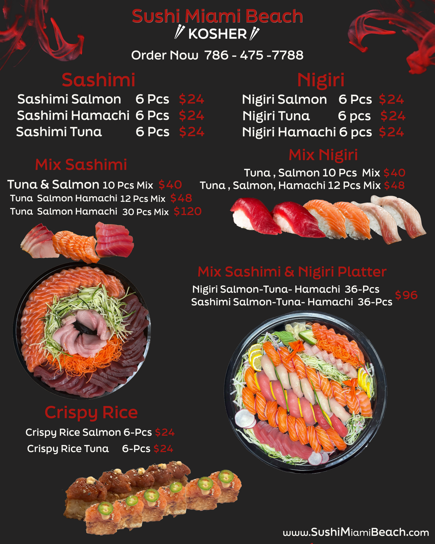 Mix Sashimi & Nigiri Platter | Tuna Salmon Hamachi | 36 -72 Piece