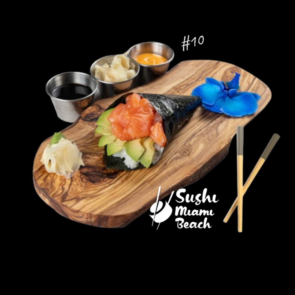 #10 Salmon Sushi Hand Roll by Sushi Miami Beach