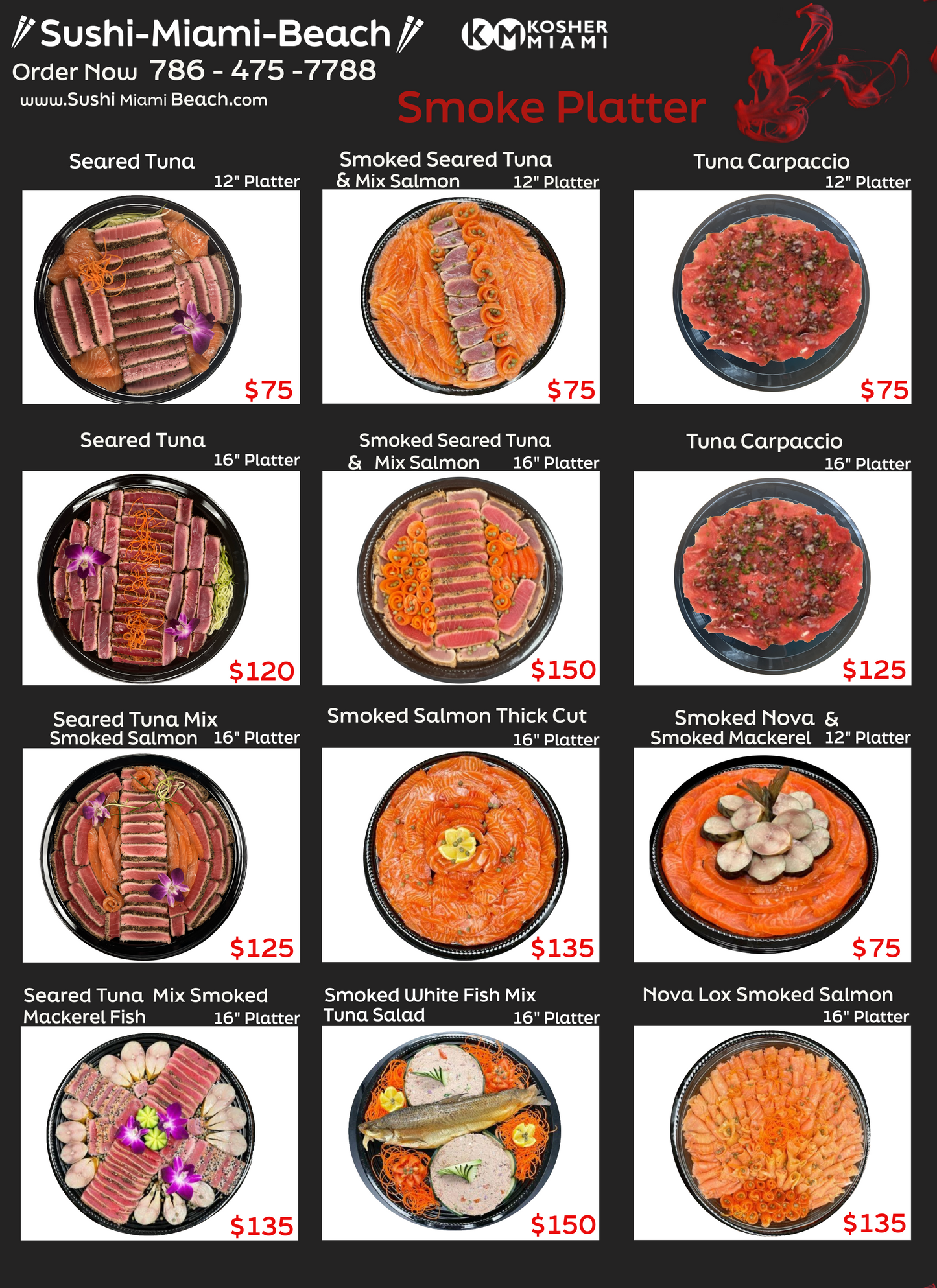 Tuna Carpaccio Platters 12" - 16"